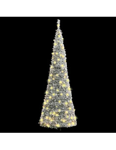 Albero di Natale Artificiale Pop-up Neve Fioccata 50 LED 120 cm