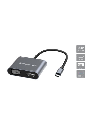 Conceptronic DONN16G Cablato USB 3.2 Gen 1 (3.1 Gen 1) Type-C Grigio