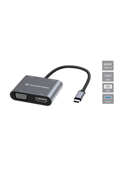 Conceptronic DONN16G Cablato USB 3.2 Gen 1 (3.1 Gen 1) Type-C Grigio