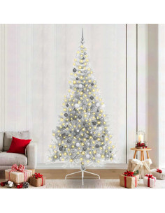 Albero di Natale artificiale con luci integrate Argento 240 cm