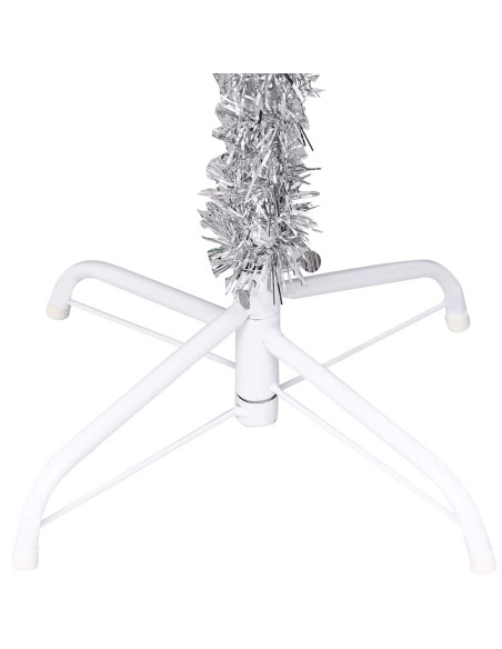 Albero di Natale Preilluminato con Palline Argento 120 cm PET