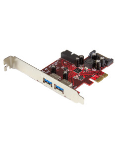 StarTech.com Scheda Espansione PCI Express USB 3.0 a 4 porte - 2 interne, 2 esterne - Adattatore PCIe alimentato SATA