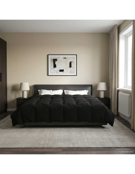 Duvet Estivo Trapuntato Nero 200 x 200 cm Microfibra