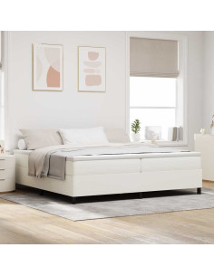 Letto a molle Crema e Bianco 200 x 200 cm Tessuto in Cords