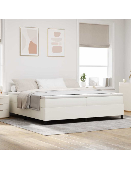 Letto a molle Crema e Bianco 200 x 200 cm Tessuto in Cords