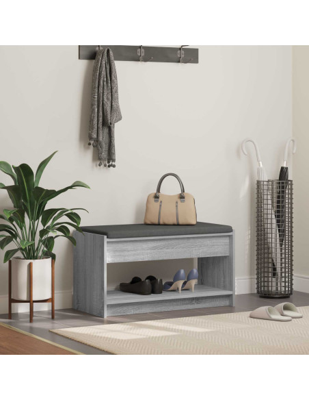 Panca per ingresso con cuscino Sonoma grigia 83 x 38 x 45 cm