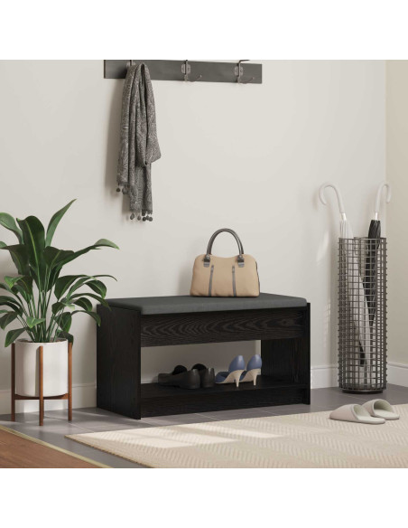 Panca per ingresso con cuscino Rovere Nero 83 x 38 x 45 cm