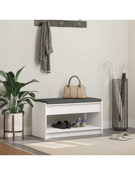 Panca per ingresso con cuscino Bianco 83 x 38 x 45 cm