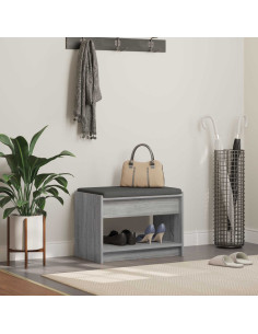 Panca per ingresso con cuscino Sonoma grigia 63 x 38 x 45 cm