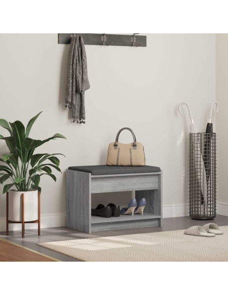 Panca per ingresso con cuscino Sonoma grigia 63 x 38 x 45 cm