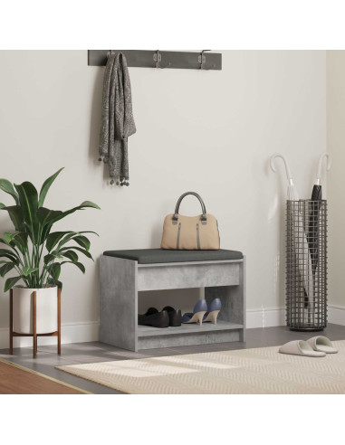Panca per ingresso con cuscino Grigio Cemento 63 x 38 x 45 cm