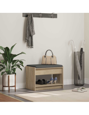 Panca per ingresso con cuscino Rovere Sonoma 63 x 38 x 45 cm