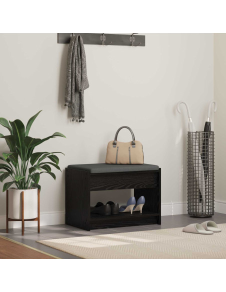 Panca per ingresso con cuscino Rovere Nero 63 x 38 x 45 cm