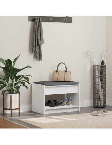 Panca per ingresso con cuscino Bianco 63 x 38 x 45 cm