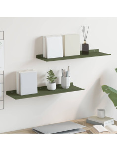 Mensola sospesa 2 pcs Verde oliva 60 x 18 x 2,5 cm