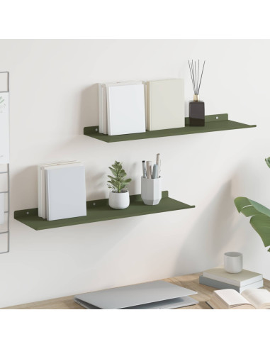 Mensola sospesa 2 pcs Verde oliva 60 x 18 x 2,5 cm