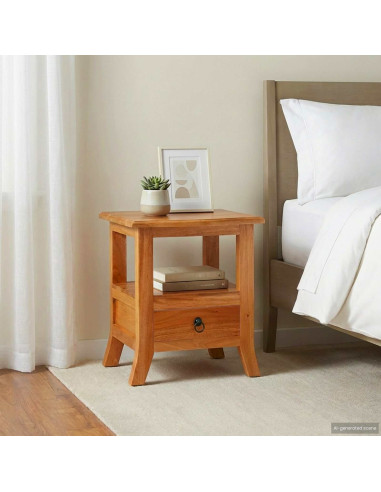 Armadio da Notte con cassetto Naturale 40 x 40 x 45,5 cm