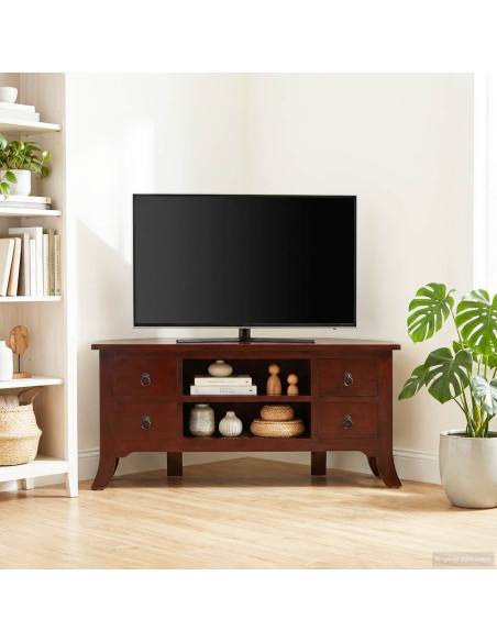 Mobile TV Marrone 100 x 40,5 x 46 cm Legno di Mogano Massello