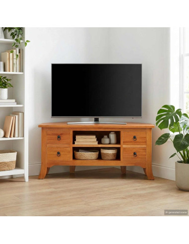 Mobile TV Naturale 100 x 40,5 x 46 cm Legno di Mogano Massello