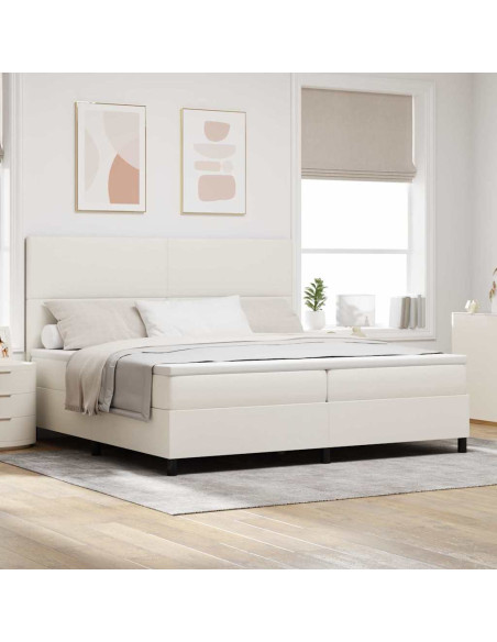 Letto a molle Crema e Bianco 200 x 200 cm Tessuto in Cords