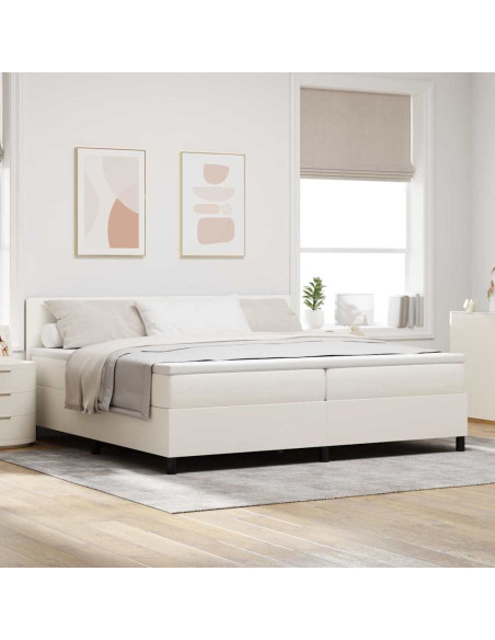 Letto a Sorgente LED con testiera Crema e Bianco 200 x 200 cm