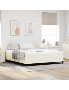 Struttura del letto con materasso Crema 180 x 200 cm Tessuto