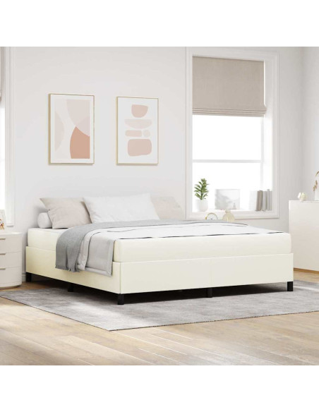 Struttura del letto con materasso Crema 180 x 200 cm Tessuto