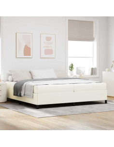 Struttura del letto con materasso Crema 200 x 200 cm Tessuto