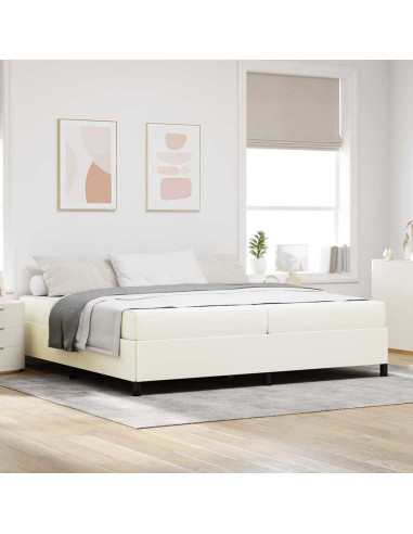 Struttura del letto con materasso Crema 200 x 200 cm Tessuto