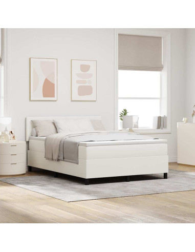 Letto a Sorgente LED con testiera Crema e Bianco 140 x 190 cm