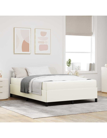 Struttura del letto con materasso Crema 140 x 190 cm Tessuto