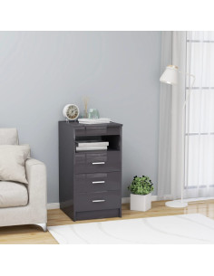 Cassettiera Grigio Lucido 40x50x76 cm in Legno Multistrato