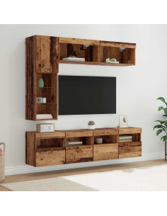 Mobile TV con led 7 pcs Legno vecchio Legno multistrato