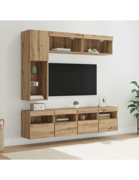 Mobile TV con led 7 pcs Rovere artigianale Legno multistrato