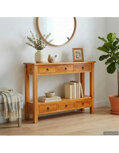 Tavolo consolle con cassetto Naturale 115 x 32 x 76 cm