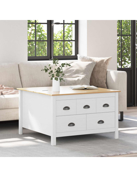 Tavolino da salotto Bianco e marrone miele 79,5 x 79,5 x 49 cm