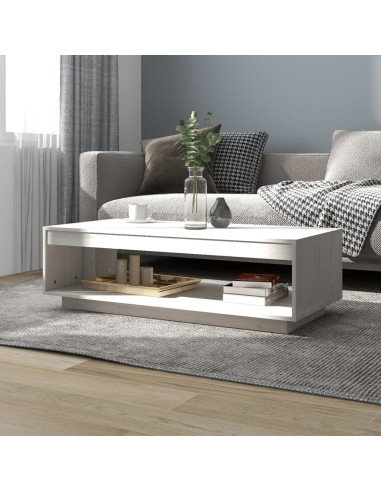 Tavolino da Salotto Bianco 110x50x33,5 cm in Legno di Pino