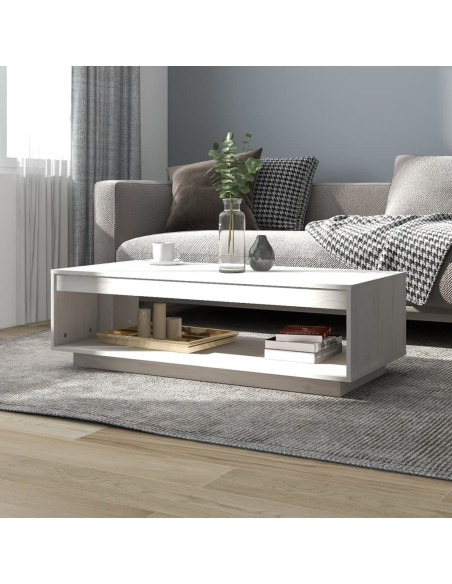 Tavolino da Salotto Bianco 110x50x33,5 cm in Legno di Pino