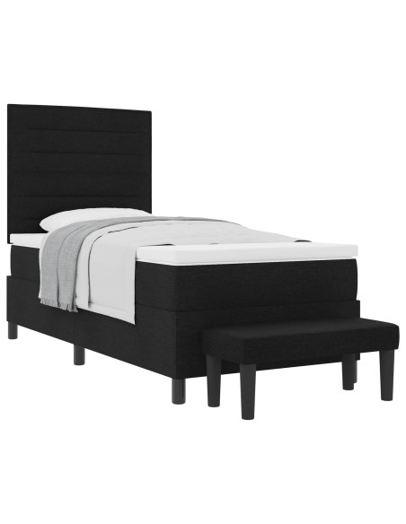 Letto a molle con materasso Nero 90 x 190 cm Tessuto