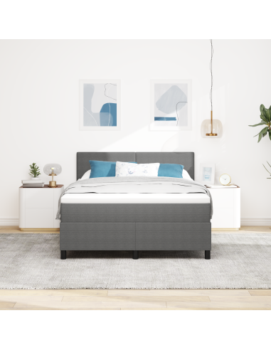 Letto a Sorgente LED Grigio chiaro e bianco 140 x 190 cm