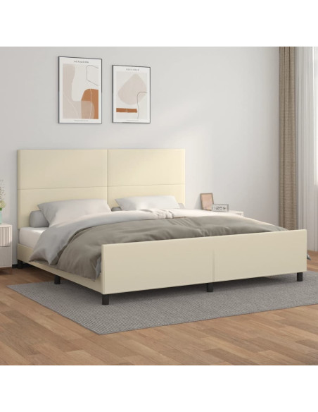 Giroletto con Testiera Crema 200x200 cm in Similpelle