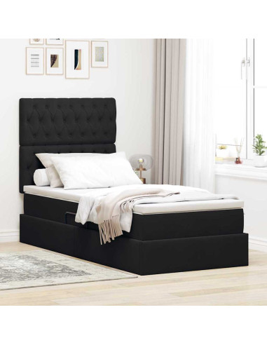 Letto con contenitore e materasso Nero 100 x 200 cm Velluto