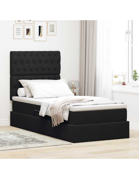 Letto con contenitore e materasso Nero 100 x 200 cm Velluto