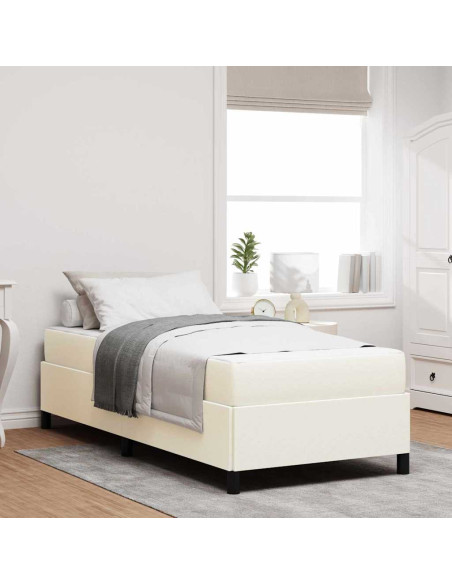 Struttura del letto con materasso Crema 90 x 190 cm Tessuto