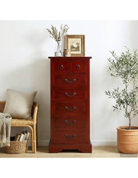 Cassettiera Marrone 45 x 35 x 100,5 cm Legno di Mogano Massello