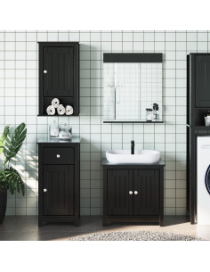 Set Mobili da Bagno 3 pz BERG Nero in Legno Massello di Pino
