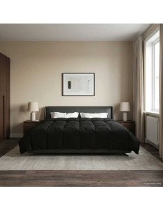 Duvet Invernale Trapuntato Nero 200 x 200 cm Microfibra