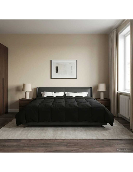 Duvet Invernale Trapuntato Nero 200 x 200 cm Microfibra