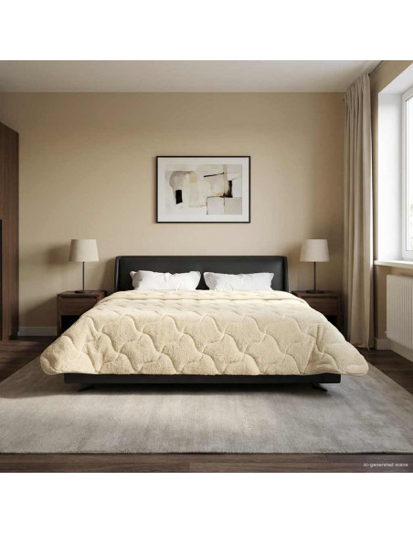 Duvet Invernale Crema 220 x 240 cm Microfibra e Fleece Teddy