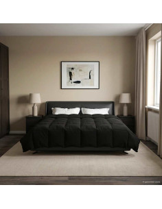 Duvet Invernale Trapuntato Nero 200 x 240 cm Microfibra